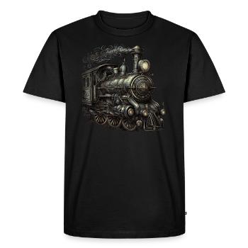 Steam locomotive - Men's Premium Organic T-Shirt - black - Front - Nico (187cm)