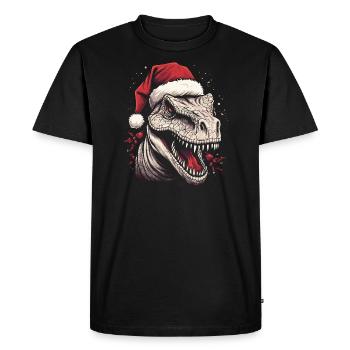 T-Rex avec chapeau de Père Noël - T-shirt Premium bio Homme - noir - Devant - Nico (187cm)
