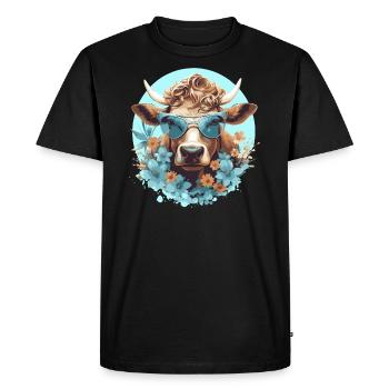 Funny cow wearing sunglasses - Men's Premium Organic T-Shirt - black - Front - Nico (187cm)
