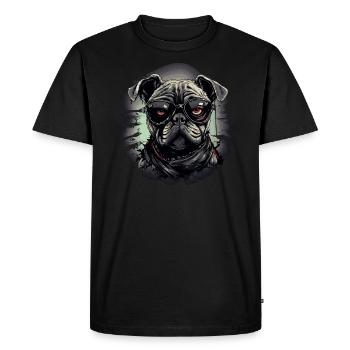 Chien carlin avec des lunettes de nerd - T-shirt Premium bio Homme - noir - Devant - Nico (187cm)
