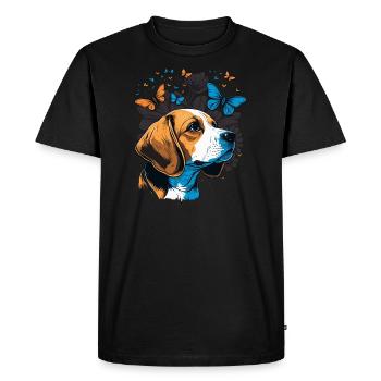 Beagle Dog Butterfly - Men's Premium Organic T-Shirt - black - Front - Nico (187cm)