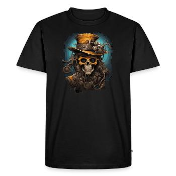 Steampunk Zombie Skull - Men's Premium Organic T-Shirt - black - Front - Nico (187cm)
