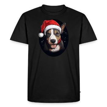 Bull Terrier Noël - T-shirt Premium bio Homme - noir - Devant - Nico (187cm)