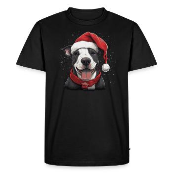 Bull Terrier Noël - T-shirt Premium bio Homme - noir - Devant - Nico (187cm)