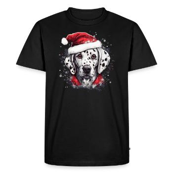 Dalmatien célèbre Noël - T-shirt Premium bio Homme - noir - Devant - Nico (187cm)