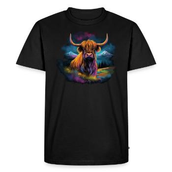 Bovins écossais des Highlands - T-shirt Premium bio Homme - noir - Devant - Nico (187cm)