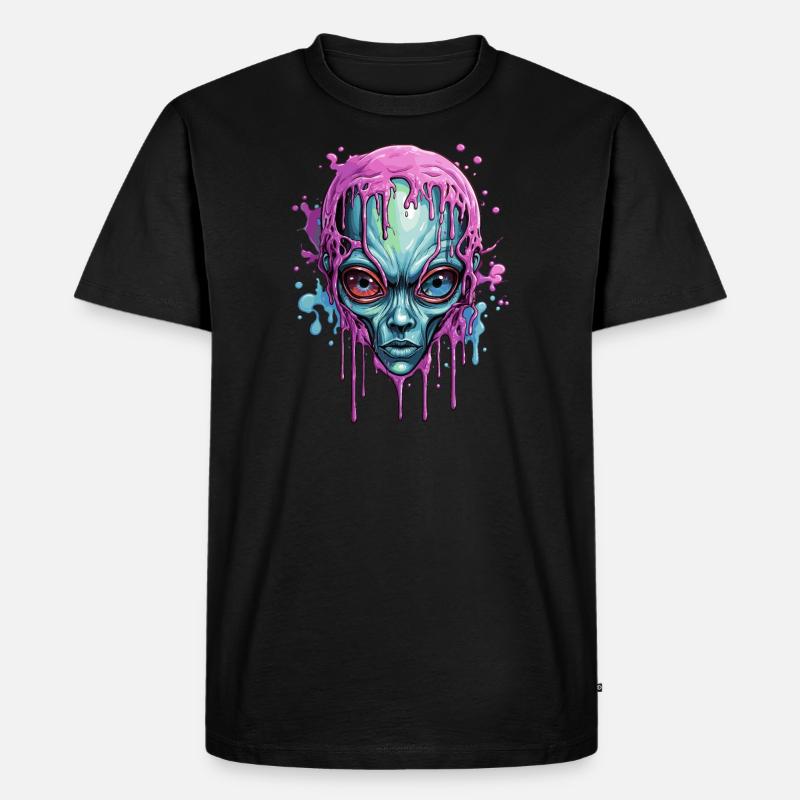Bunter Alienschädel - Männer Premium Bio T-Shirt - Schwarz