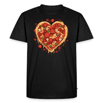 Coeur de pizza - T-shirt Premium bio Homme - noir - Devant - Nico (187cm)