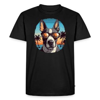 Bull terrier joyeux dans l’ambiance des vacances - T-shirt Premium bio Homme - noir - Devant - Nico (187cm)