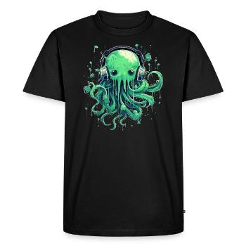 Jellyfish with headphones - Men's Premium Organic T-Shirt - black - Front - Nico (187cm)