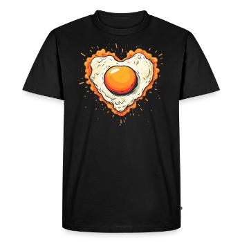 Fried egg with heart - Men's Premium Organic T-Shirt - black - Front - Nico (187cm)