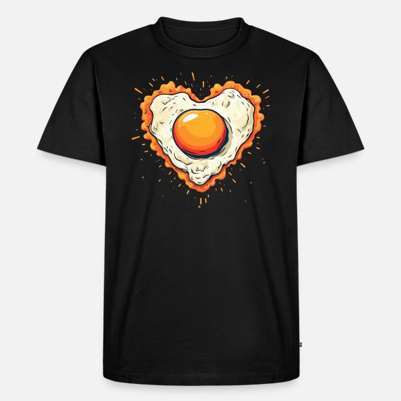 Spiegelei mit Herz - Männer Premium Bio T-Shirt - Schwarz