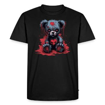 Cute Creepy Teddy Bear - Men's Premium Organic T-Shirt - black - Front - Nico (187cm)