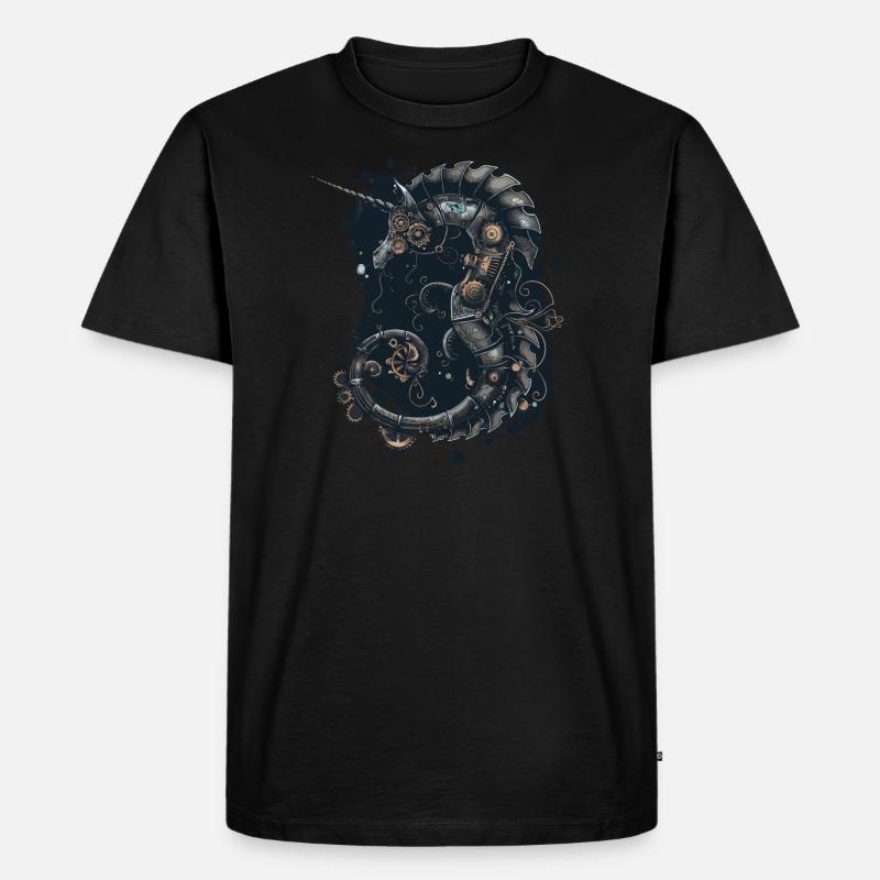 Steampunk Seepferdchen - Männer Premium Bio T-Shirt - Schwarz