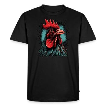 Portrait de coq - T-shirt Premium bio Homme - noir - Devant - Nico (187cm)