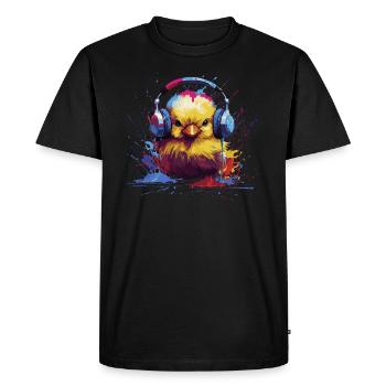 DJ poussin avec des écouteurs - T-shirt Premium bio Homme - noir - Devant - Nico (187cm)