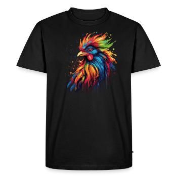 Un coq fier - T-shirt Premium bio Homme - noir - Devant - Nico (187cm)