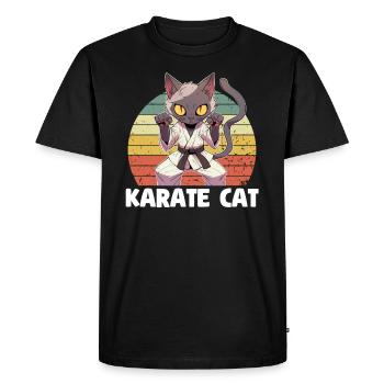 Chat de karaté - T-shirt Premium bio Homme - noir - Devant - Nico (187cm)