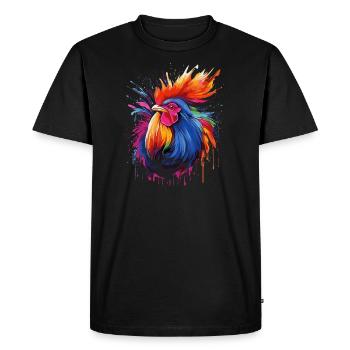 Un coq fier - T-shirt Premium bio Homme - noir - Devant - Nico (187cm)