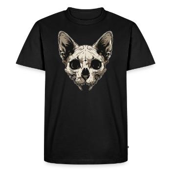 Crâne de chat zombie - T-shirt Premium bio Homme - noir - Devant - Nico (187cm)