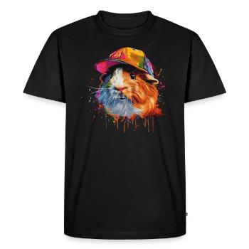 Cochon d’Inde cool - T-shirt Premium bio Homme - noir - Devant - Nico (187cm)