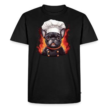Bouledogue français Cuisinier - T-shirt Premium bio Homme - noir - Devant - Nico (187cm)