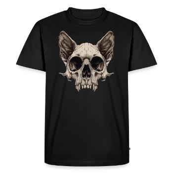 Crâne de chat zombie - T-shirt Premium bio Homme - noir - Devant - Nico (187cm)