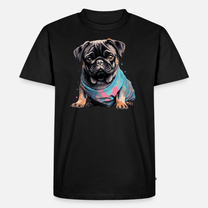 Niedlicher Mops - Männer Premium Bio T-Shirt - Schwarz