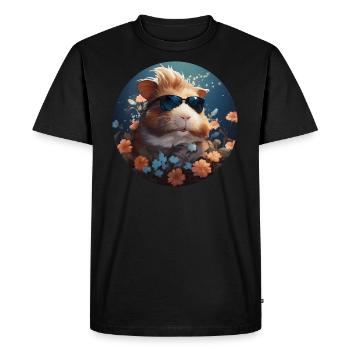 Cochons d’Inde et fleurs - T-shirt Premium bio Homme - noir - Devant - Nico (187cm)