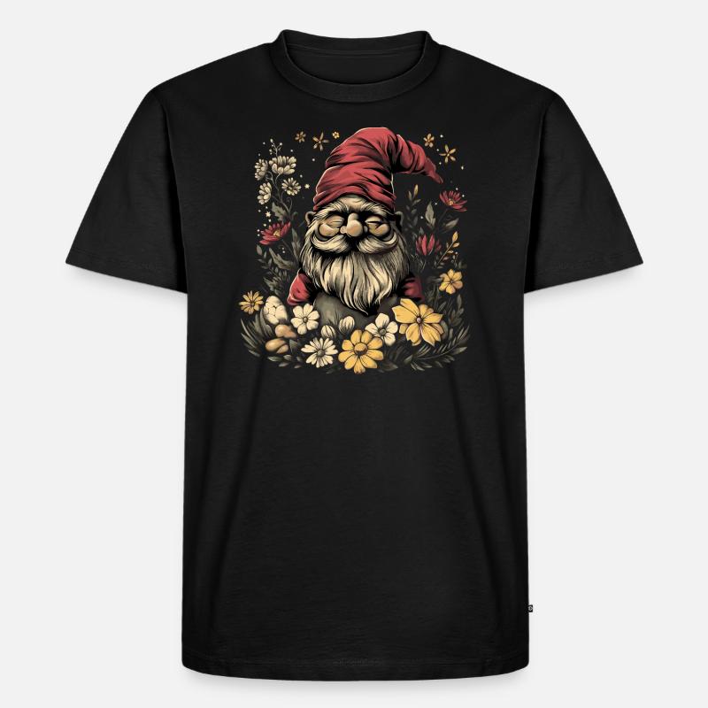 Lustiger Gartenzwerg - Männer Premium Bio T-Shirt - Schwarz