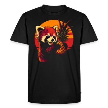 Panda roux Chat Ours Panda roux ananas cool - T-shirt Premium bio Homme - noir - Devant - Nico (187cm)