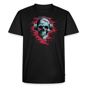 Zombie Skull Disc Jockey - Men's Premium Organic T-Shirt - black - Front - Nico (187cm)