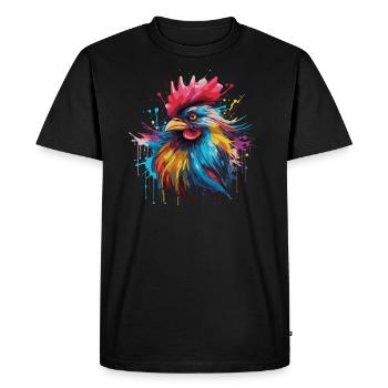 Un coq fier - T-shirt Premium bio Homme - noir - Devant - Nico (187cm)