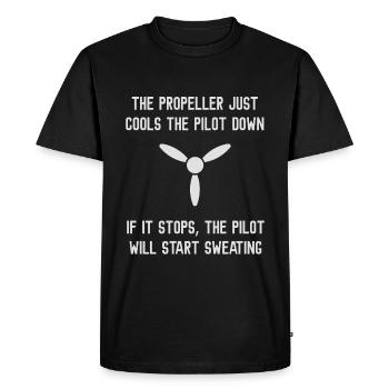Aviation - The propeller just cools the pilot down - Men's Premium Organic T-Shirt - black - Front - Nico (187cm)