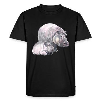 Hippo Hippo Retro t-Shirt Gift Idea - Men's Premium Organic T-Shirt - black - Front - Nico (187cm)