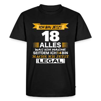 ich bin jetzt 18 weiß 18. Geburtstag Geschenk - Männer Premium Bio T-Shirt - Schwarz - Vorne - Nico (187cm)