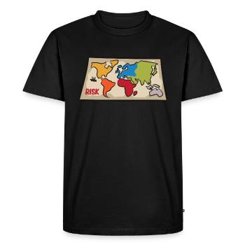 Risk - world map from the board game - Men's Premium Organic T-Shirt - black - Front - Nico (187cm)