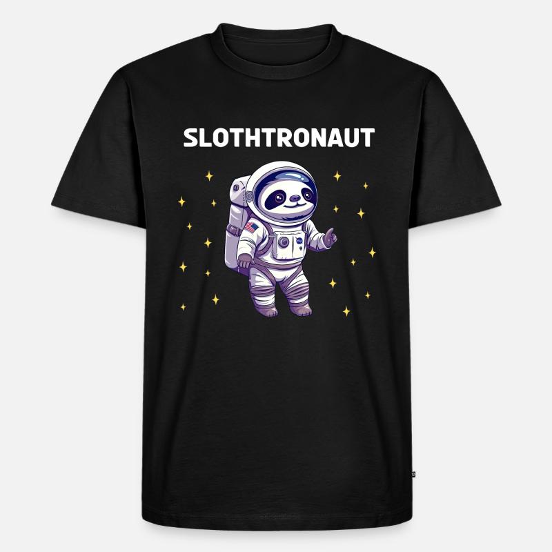 Slothtronaut - Astronautendesign - Männer Premium Bio T-Shirt - Schwarz