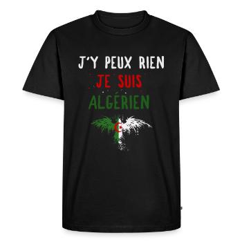 J'y peux rien Je suis Algérien - T-shirt Premium bio Homme - noir - Devant - Nico (187cm)