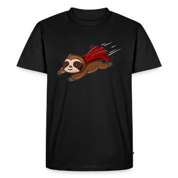 Sloth as superhero funny sloth shirt - Men's Premium Organic T-Shirt - black - Front - Nico (187cm)