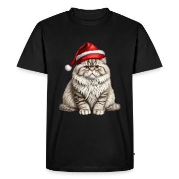 Christmas Persian cat - Men's Premium Organic T-Shirt - black - Front - Nico (187cm)