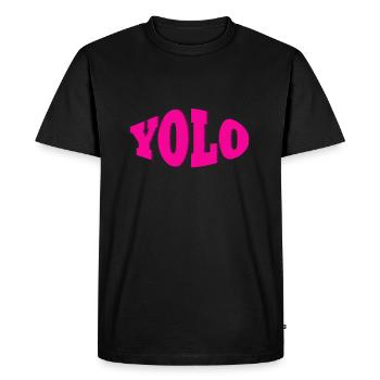 YOLO pink - Men's Premium Organic T-Shirt - black - Front - Nico (187cm)