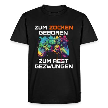 Né pour jouer, forcé de se reposer - gamers - T-shirt Premium bio Homme - noir - Devant - Nico (187cm)