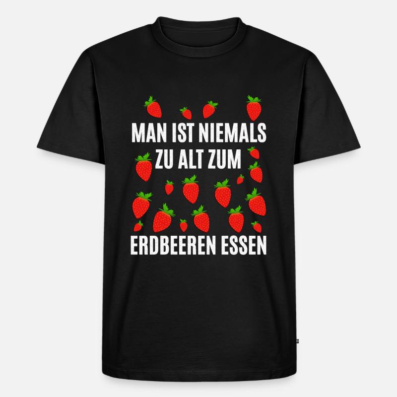 Erdbeeren - Männer Premium Bio T-Shirt - Schwarz