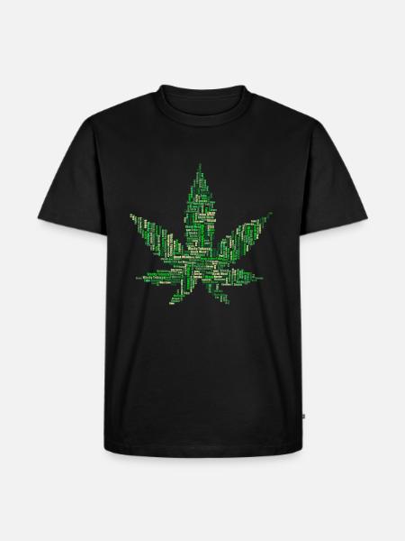 Hanfblatt Schriftzug Geschenk Geschenkidee - Männer Premium Bio T-Shirt - Schwarz