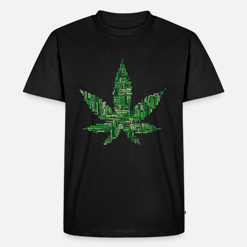 Hanfblatt Schriftzug Geschenk Geschenkidee - Männer Premium Bio T-Shirt - Schwarz