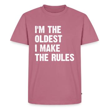 I'm The Oldest I Make The Rules - Men's Premium Organic T-Shirt - mauve - Front - Nico (187cm)