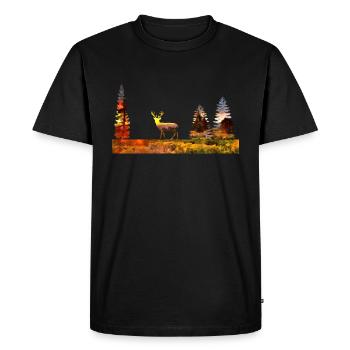 Cerf dans la forêt - T-shirt Premium bio Homme - noir - Devant - Nico (187cm)