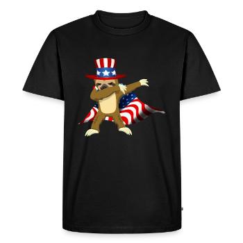 July 4th Dabbing Sloth US - Men's Premium Organic T-Shirt - black - Front - Nico (187cm)