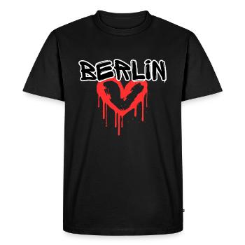 Berlin Graffiti Coeur - T-shirt Premium bio Homme - noir - Devant - Nico (187cm)